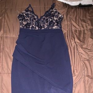 Navy blue long-short dress